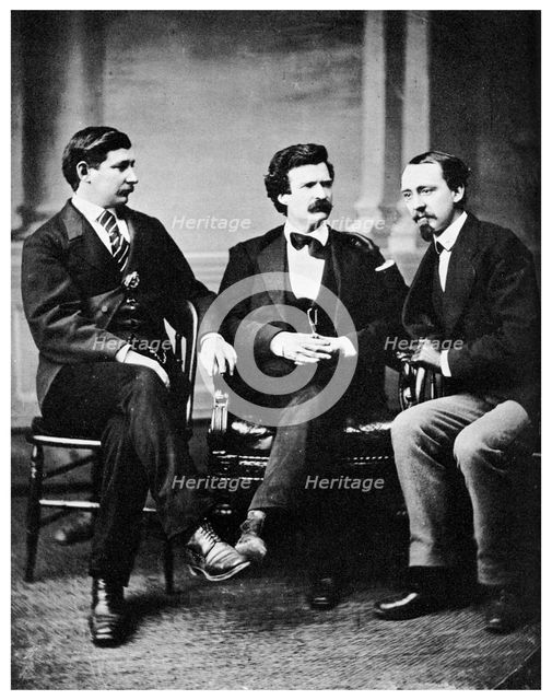 Alfred Townsend, Mark Twain and David Gray, 1871 (1955). Artist: Unknown