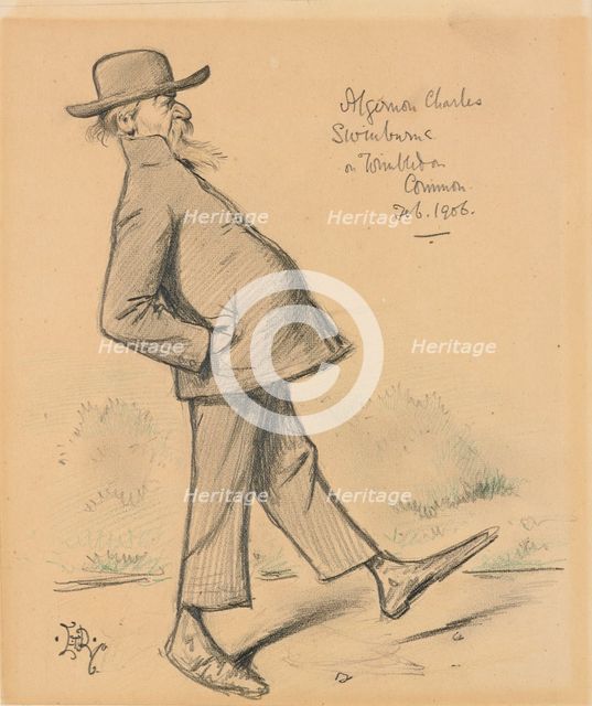 Algernon Charles Swinburne on Wimbledon Common, 1906. Artist: Edward Tennyson Reed.