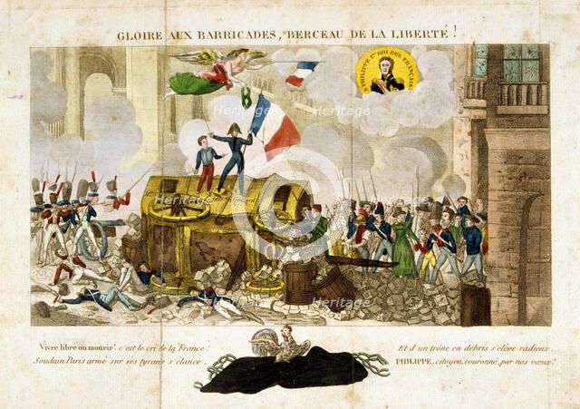 Algiers and Louis Philippe, French Revolution of 1830. Artist: Unknown