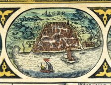 Algiers, colored engraving from the book Le Theatre du monde or Nouvel Atlas 1645, created, …