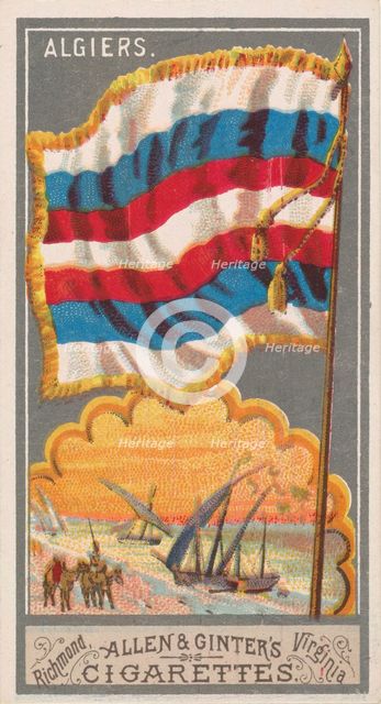 Algiers, from the City Flags series (N6) for Allen & Ginter Cigarettes Brands, 1887. Creator: Allen & Ginter.