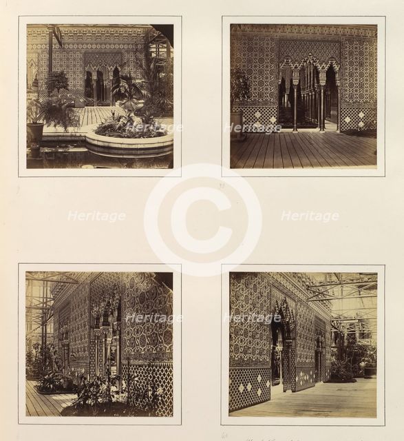 [Alhambra Court Facade Towards the Nave; Entryway to the Alhambra Court; Side View of ..., ca. 1859. Creator: Attributed to Philip Henry Delamotte.