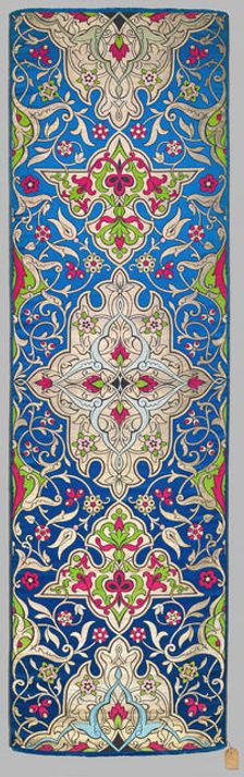Alhambra textile panel with double border, France, about 1865. Creator: Mathevon et Bouvard