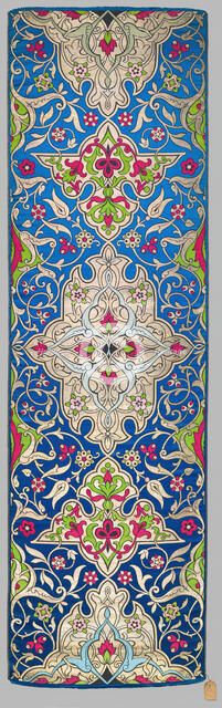 Alhambra textile panel with double border, France, about 1865. Creator: Mathevon et Bouvard.
