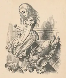 Alice and animals. Chaos and the court 1889. Artist: John Tenniel