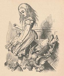 Alice and animals. Chaos and the court 1889. Artist: John Tenniel