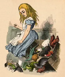 Alice and animals. Chaos and the court 1889. Artist: John Tenniel