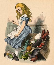 Alice and animals. Chaos and the court 1889. Artist: John Tenniel