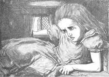 Alice, as she grows larger 1889. Artist: John Tenniel