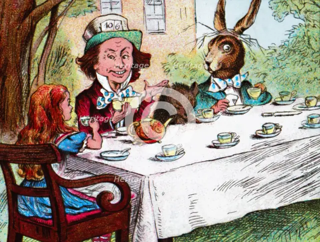 'Alice at the Mad Hatter's Tea Party', c1910. Artist: John Tenniel.