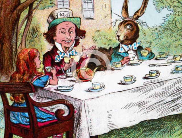 'Alice at the Mad Hatter's Tea Party', c1910. Artist: John Tenniel.