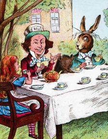 Alice at the Mad Hatter's Tea Party c1910. Artist: John Tenniel