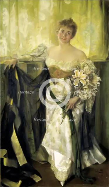 Alice Barney in White Satin, 1894. Creator: Hubert Vos.