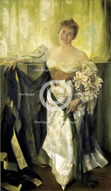 Alice Barney in White Satin, 1894. Creator: Hubert Vos.