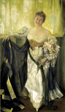 Alice Barney in White Satin, 1894. Creator: Hubert Vos