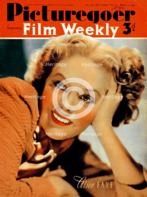Alice Faye (1915-1998), American actress, 1941. Artist: Unknown