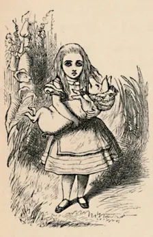 Alice holding a pig in her arms 1889. Artist: John Tenniel