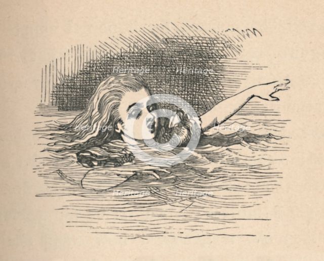 'Alice in a sea of tears', 1889. Artist: John Tenniel.