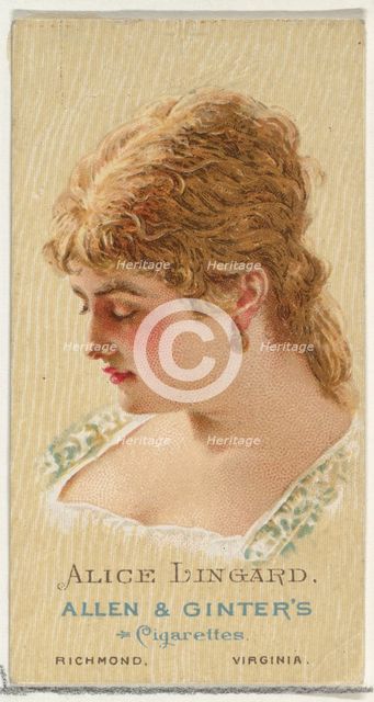 Alice Lingard, from World's Beauties, Series 2 (N27) for Allen & Ginter Cigarettes, 1888., 1888. Creator: Allen & Ginter.
