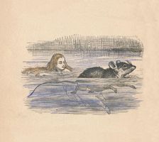 Alice swimming with a mouse in a pool 1889. Artist: John Tenniel