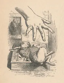 Alice putting her hand down to the White Rabbit 1889. Artist: John Tenniel