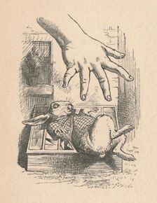 Alice putting her hand down to the White Rabbit 1889. Artist: John Tenniel