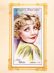 Alice White Collectables Picture of movie stars that came with the Players cigarette packet, 1934. Creator: Unknown