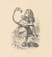Alice tries to play croquet with a flamingo as a mallet 1889. Artist: John Tenniel