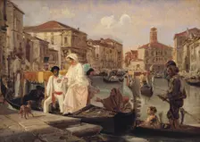 Alighting from a Gondola in Venice, 1852-1855. Creator: Wilhelm Marstrand