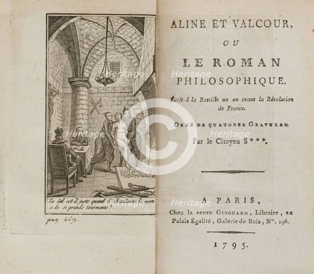 Aline et Valcour ou, Le Roman philosophique by Marquis de Sade, 1795. Creator: Anonymous.