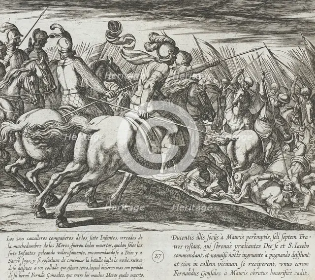 All of the Horsemen Accompanying the Infantes are Slain, as Well as the Infante Fernan Gonzalez,1612 Creator: Antonio Tempesta.