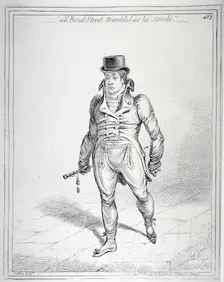 All Bond Street trembled as he strode 1802. Artist: James Gillray