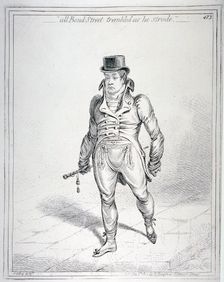 All Bond Street trembled as he strode 1802. Artist: James Gillray
