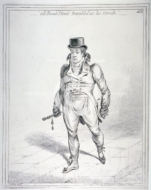 'All Bond Street trembled as he strode', 1802.                 Artist: James Gillray