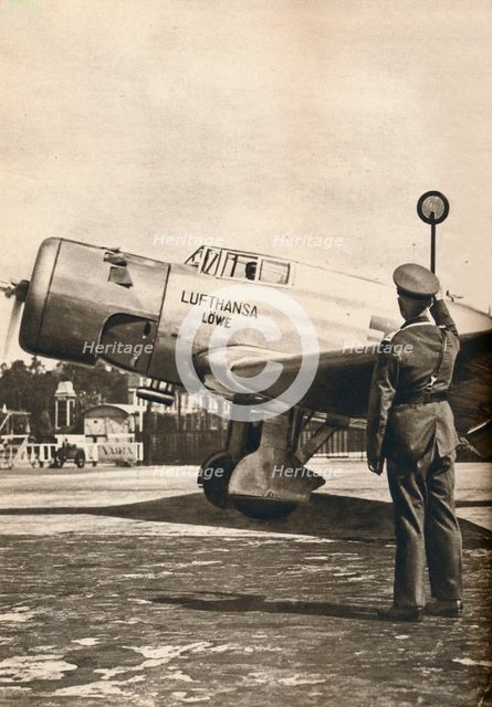 All clear for the start at Tempelhof Airport, Berlin, c1936 (c1937). Artist: Unknown.