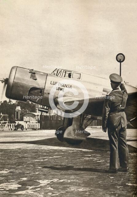 All clear for the start at Tempelhof Airport, Berlin, c1936 (c1937). Artist: Unknown.