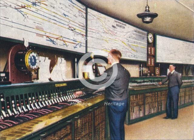 All-electric signal box, 1938. Artist: Unknown.