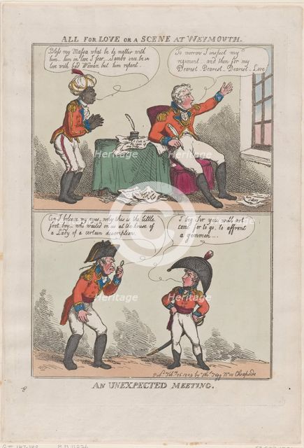 All for Love or A Scene at Weymouth, An Unexpected Meeting, February 26, 1809., February 26, 1809. Creator: Thomas Rowlandson.