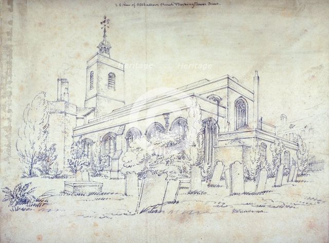 All Hallows-by-the-Tower Church, London, 1803. Artist: C John M Whichelo