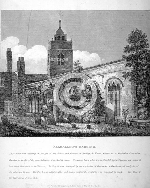 All Hallows-by-the-Tower Church, London, 1810. Artist: William Pearson
