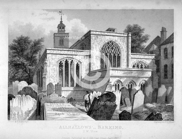 All Hallows-by-the-Tower Church, London, 1837. Artist: John Le Keux