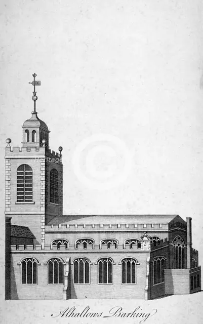All Hallows-by-the-Tower Church, London, c1750. Artist: Benjamin Cole