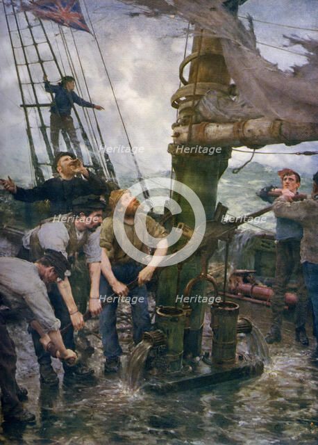 'All Hands to the Pumps', 1888-1889, (1912).Artist: Henry Scott Tuke