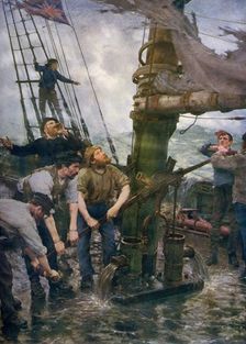 All Hands to the Pumps 1888-1889, (1912).Artist: Henry Scott Tuke