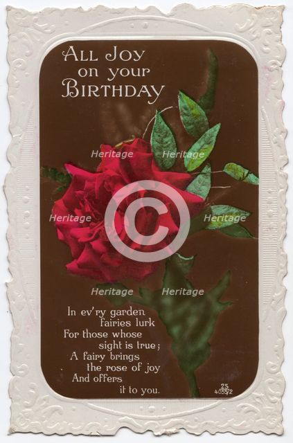 All Joy on your Birthday, 1930s. Creator: Unknown.