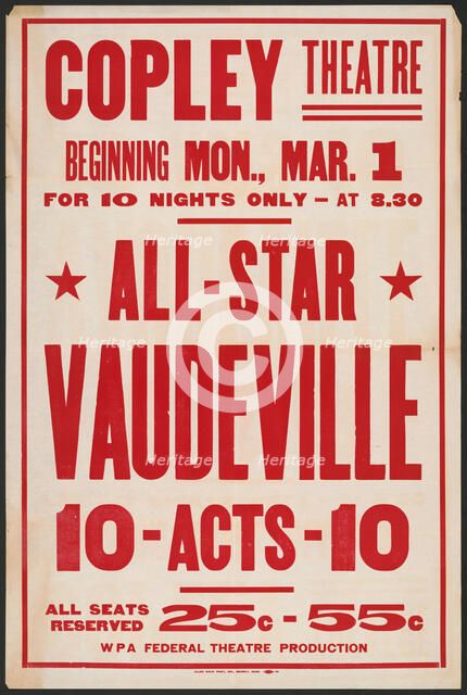 All-Star Vaudeville, Boston, [193-]. Creator: Unknown.