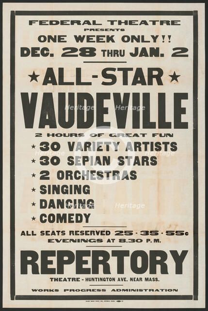 All-Star Vaudeville, Boston, Mass., [193-].  Creator: Unknown.