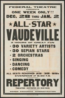 All-Star Vaudeville, Boston, Mass., [193-]. Creator: Unknown