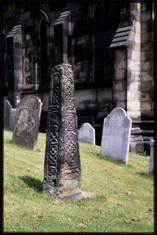 All Saints Church, Anglo-Scandinavian Cross Shaft, Bakewell, Derbyshire Dales, Derbyshire, 1991. Creator: Dorothy Chapman
