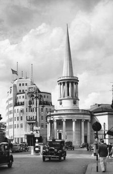 All Souls, Langham Place and Broadcasting House, London, 1952. Creator: Arthur Charles Kirby Ware